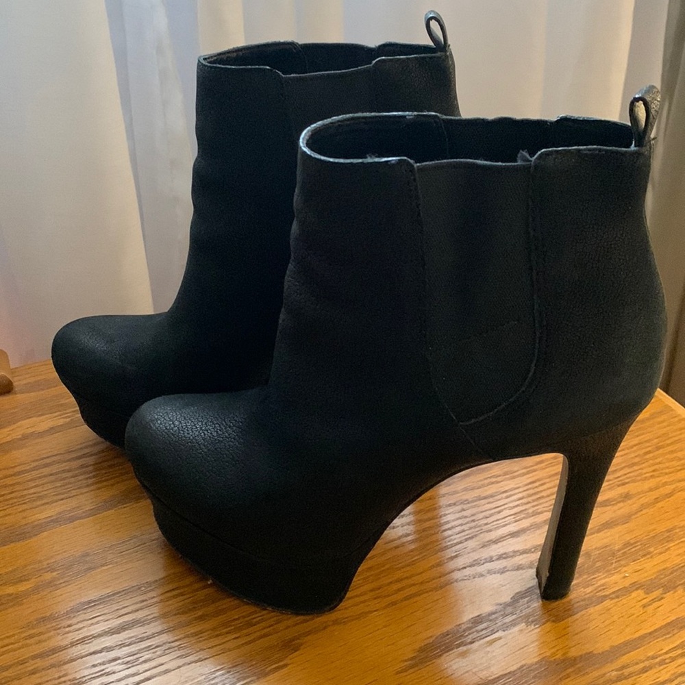 Vince Camuto Black Suede Platform Ankle Booties